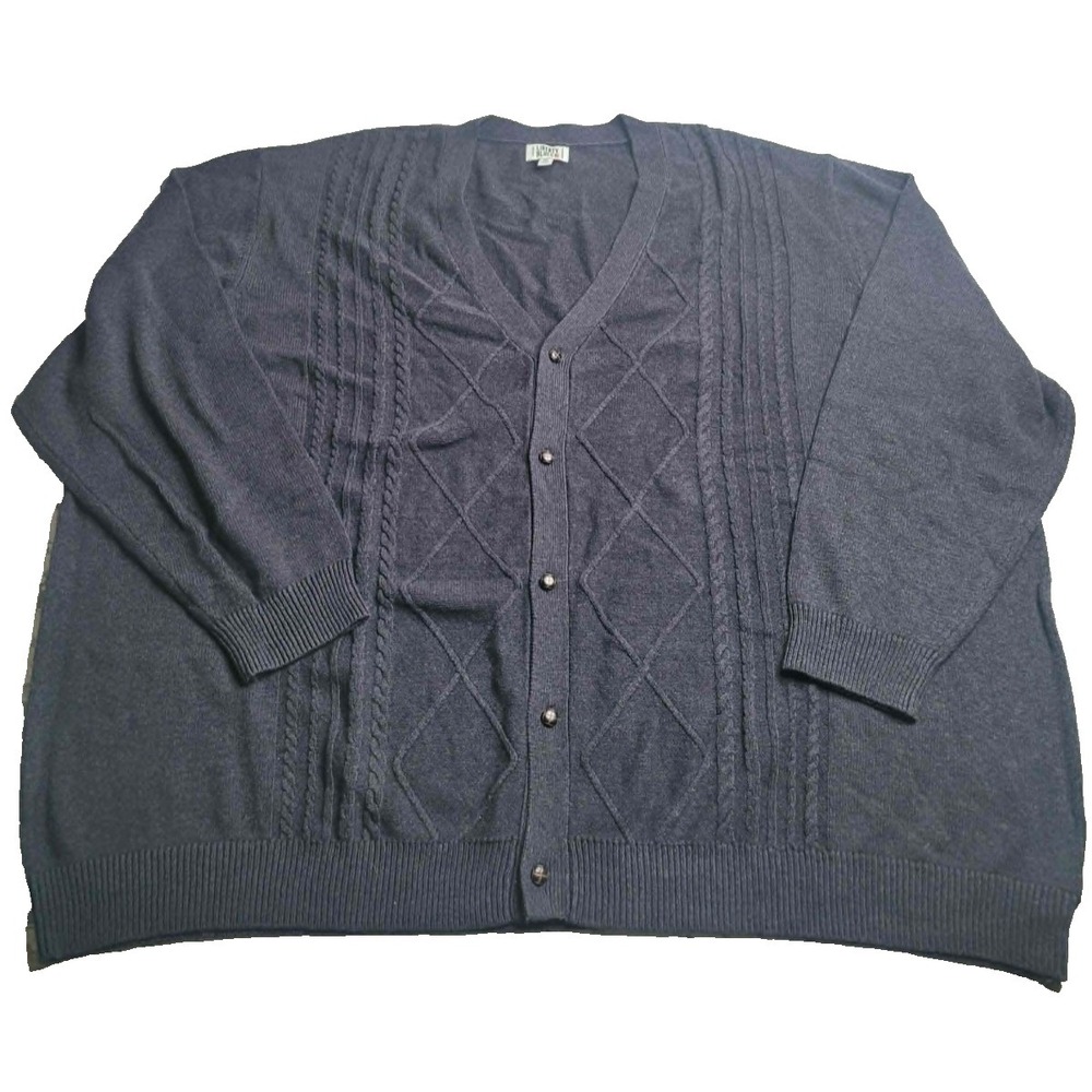 NEW Liberty‎ Blues Navy Button Up Cable Knit Cardigan Men's 6XL Tall NWT